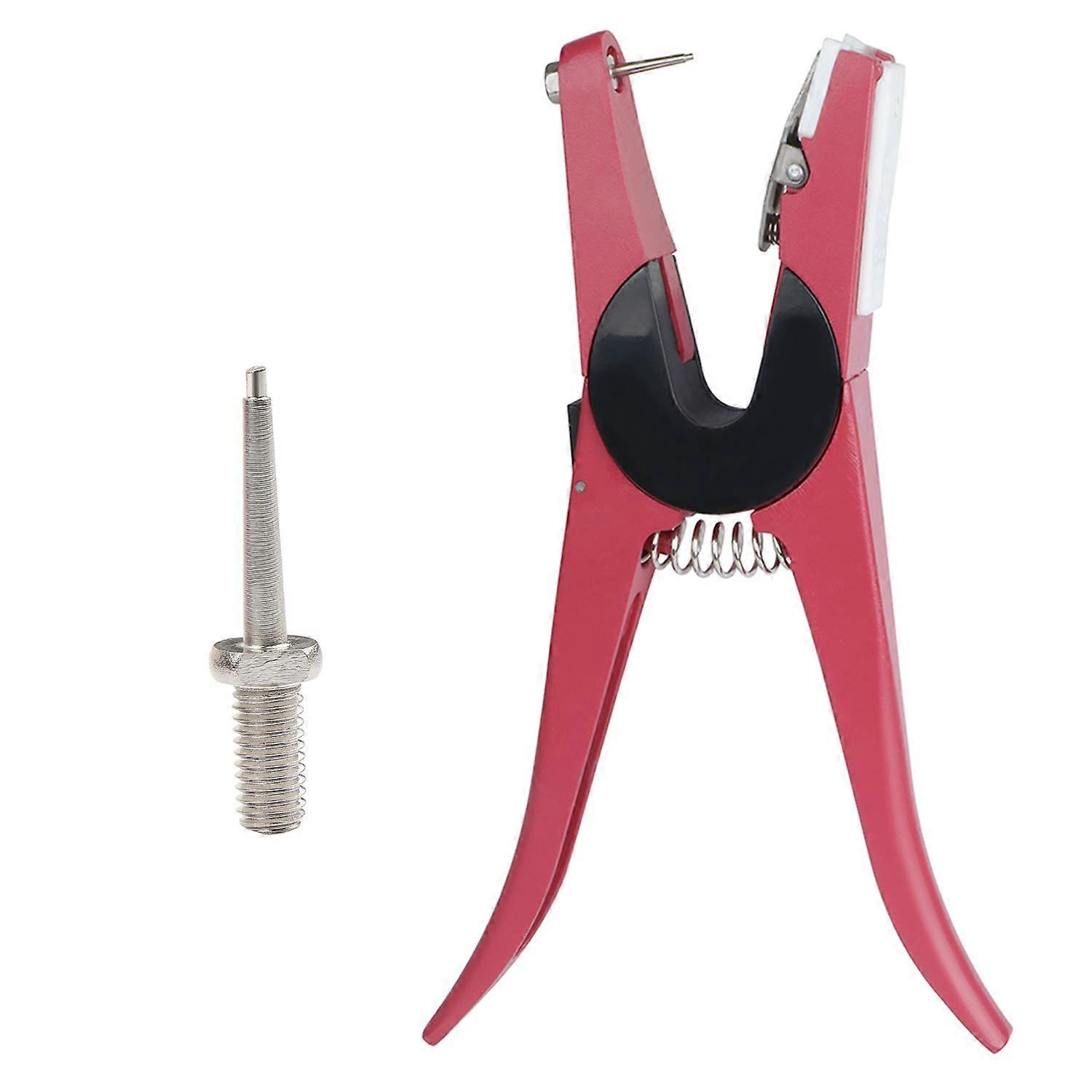 Universal Animal Ear Tag Pliers With Replacement Needle For Pigs Cattle Sheep Ear Tag Applicator Red