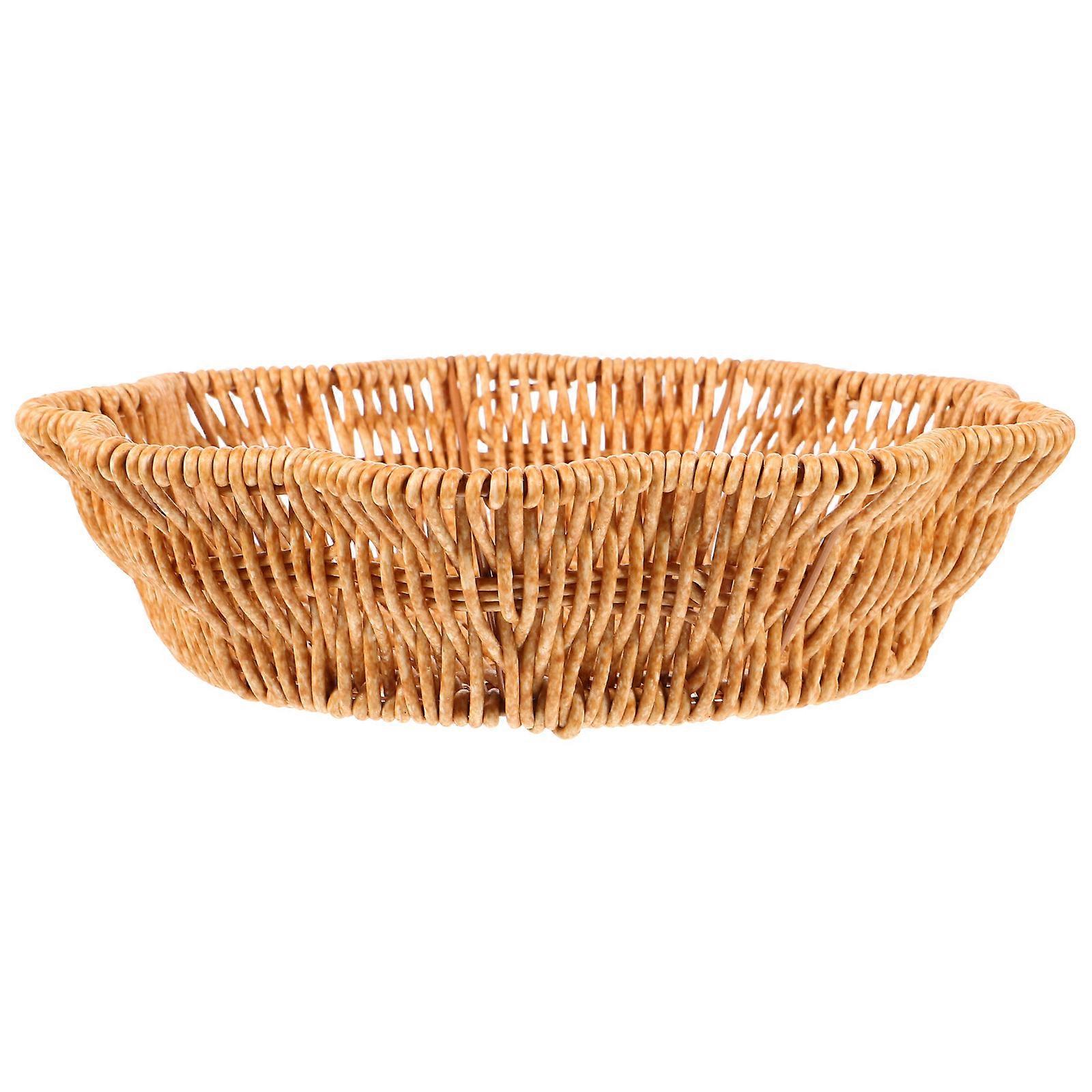 Imitation Rattan Tray Decorative Serving Plate Round Wicker Basket Afternoon Tea Casual Gatherings Construction 1Pack