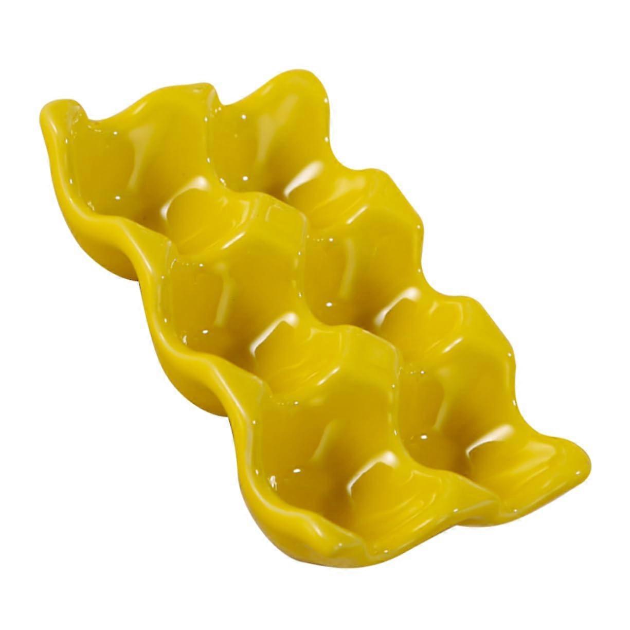 Ceramic Egg Tray For Refrigerator Storage, Egg Display Organizer, Kitchen Fridge Shelf
