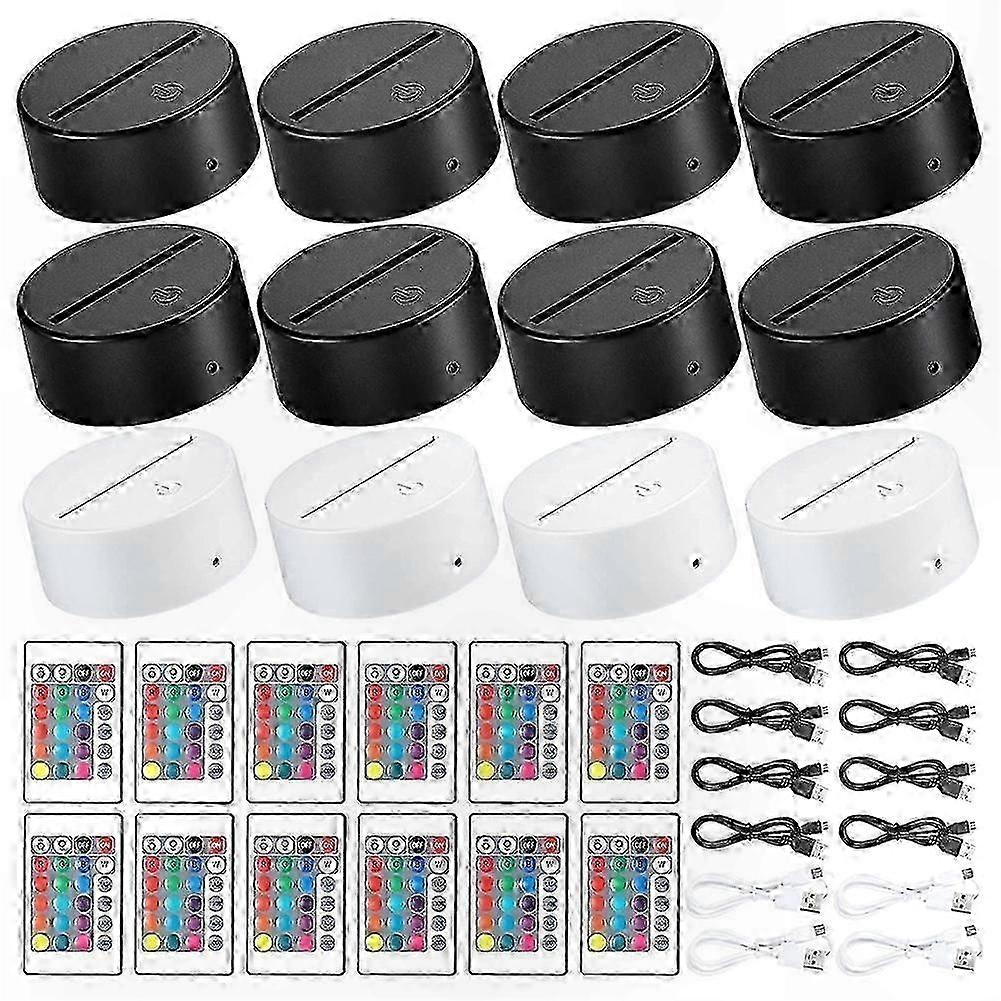 12 Pack 3D Night LED Light Lamp Base 16 Colors LED Light Display Base with Remote Control for Acryl