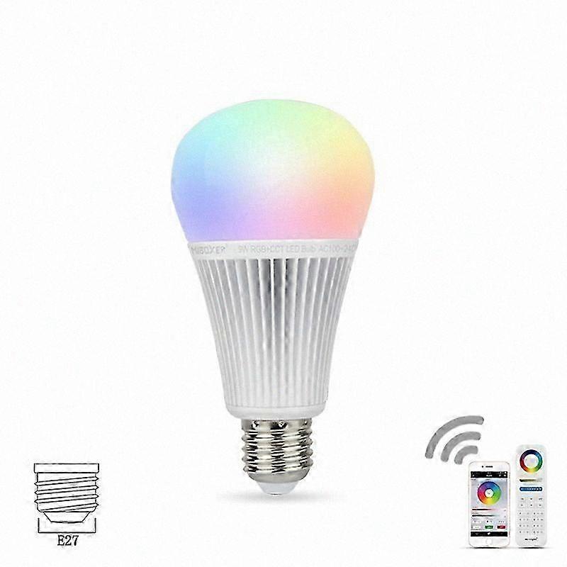 E27 9W RGB+CCT LED Bulb, WiFi Smart Light, Remote Control, Full Color, 100V-240V, Wireless 2.4G