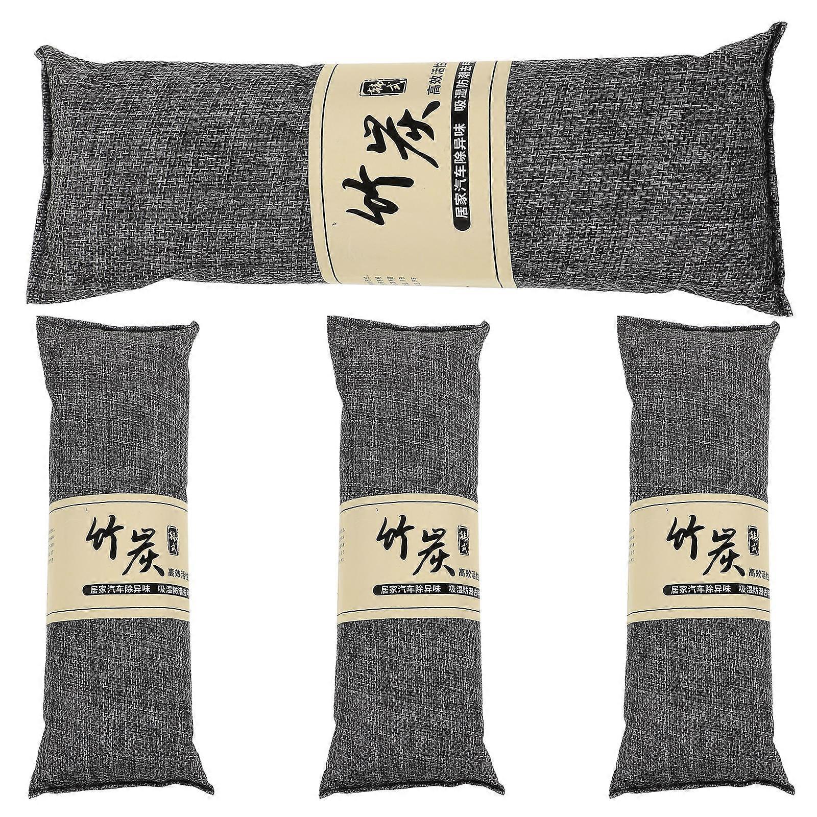 4Pcs Bamboo Charcoal Air Purifying Bags For Home Use Grey Odor Elimination Moisture Absorption