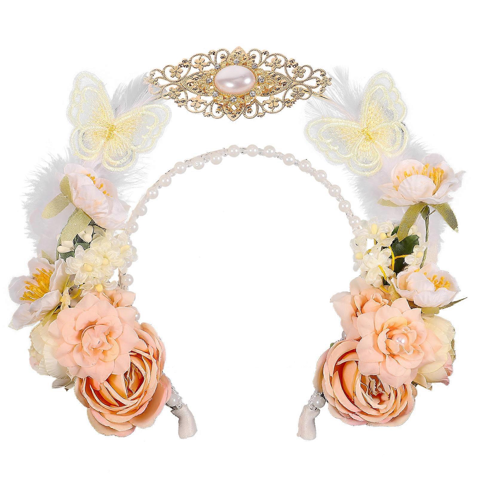 It sounds like you're describing a **floral crown headpiece** with a very specific style and use case. Here's a polished and detailed product