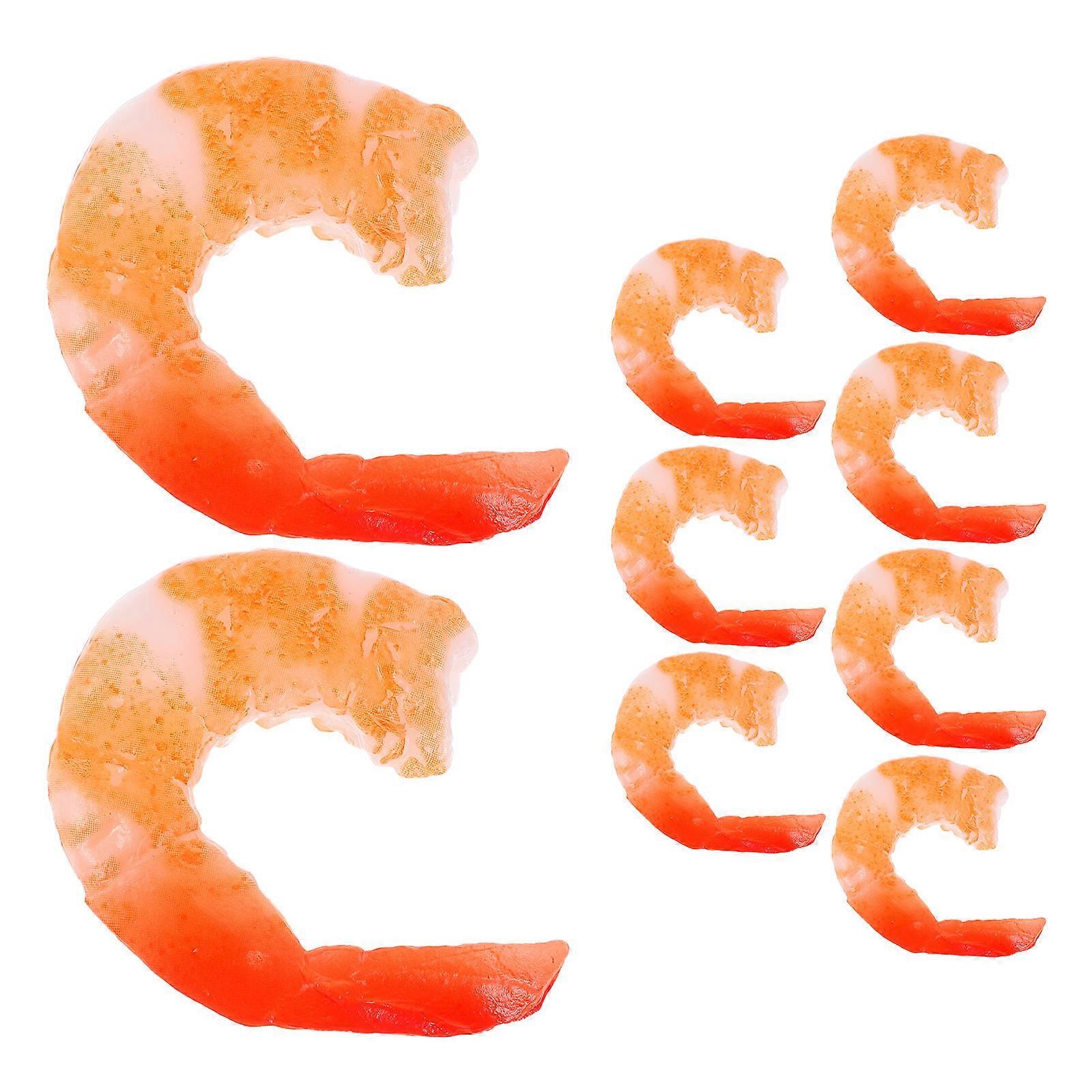 Realistic Shrimp Props For Home Office Decoration 9Pcs Wear Resistant Toy Model