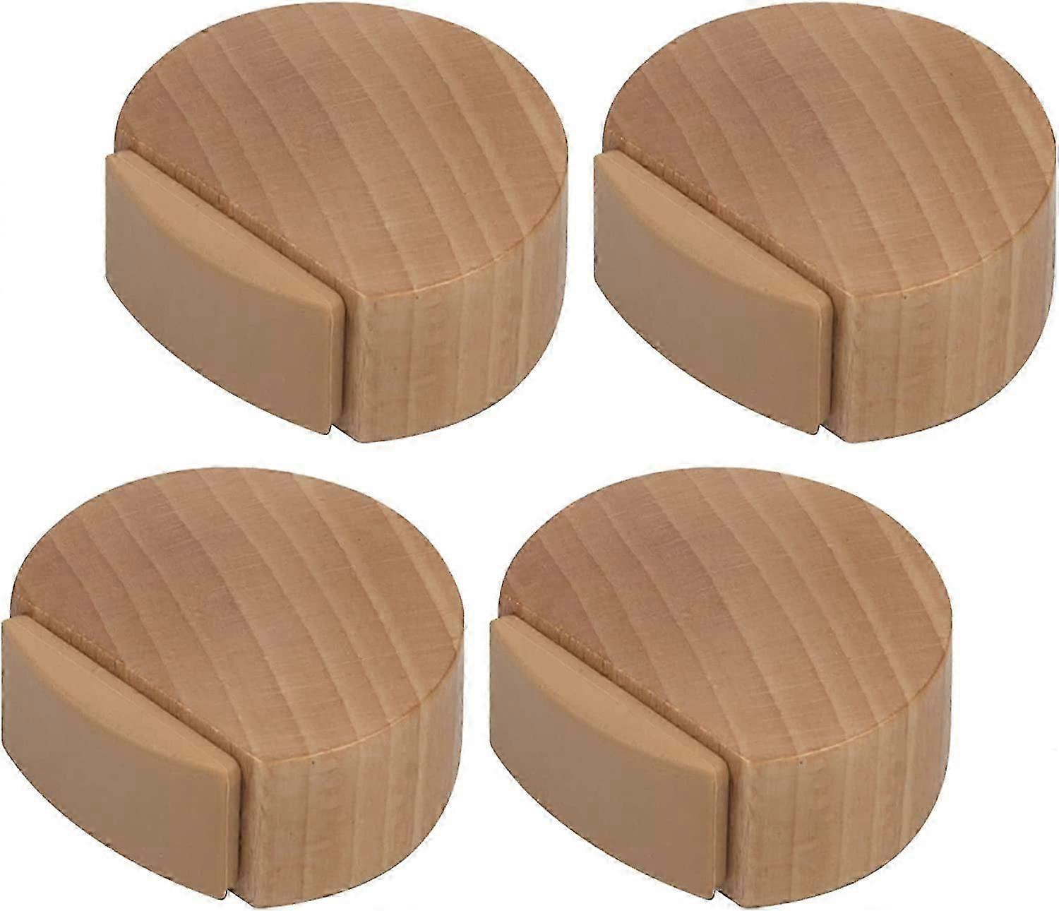 Adhesive Door Stopper - Wooden Door Stopper for Flooring and Parquet - Adhesive Door Stopper - Discreet and Elegant Doorstop - Set of 4 (Beech)