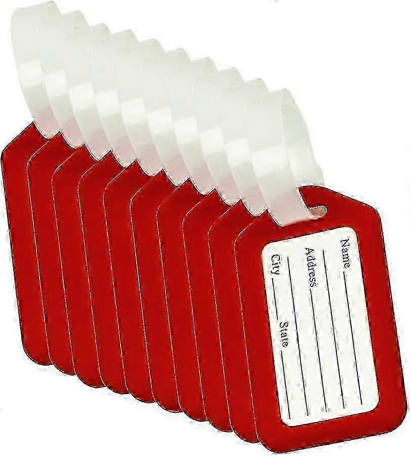 2025 Pack of 10 Durable Red Luggage Tags for Easy Identification of Suitcases