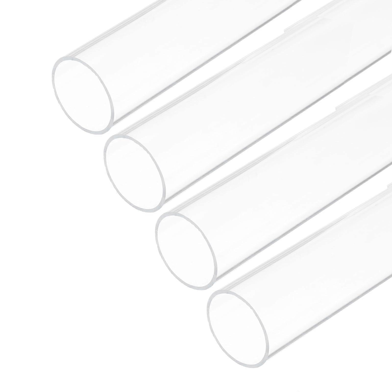 PVC Transparent Tubes Pack of 4, 34mm Inner Diameter, 40mm Outer Diameter, 250mm Length, Acrylic Plastic for Lamp and Furniture Making
