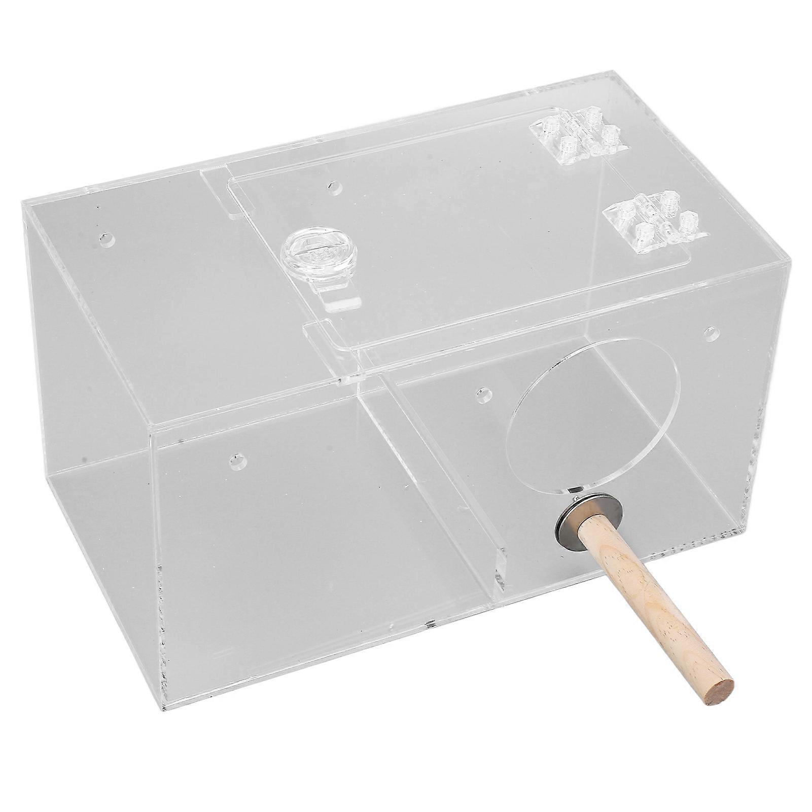 Acrylic Bird Breeding Box Transparent Parrot Nesting Box with Standing Pole and Padding for All SeasonsS