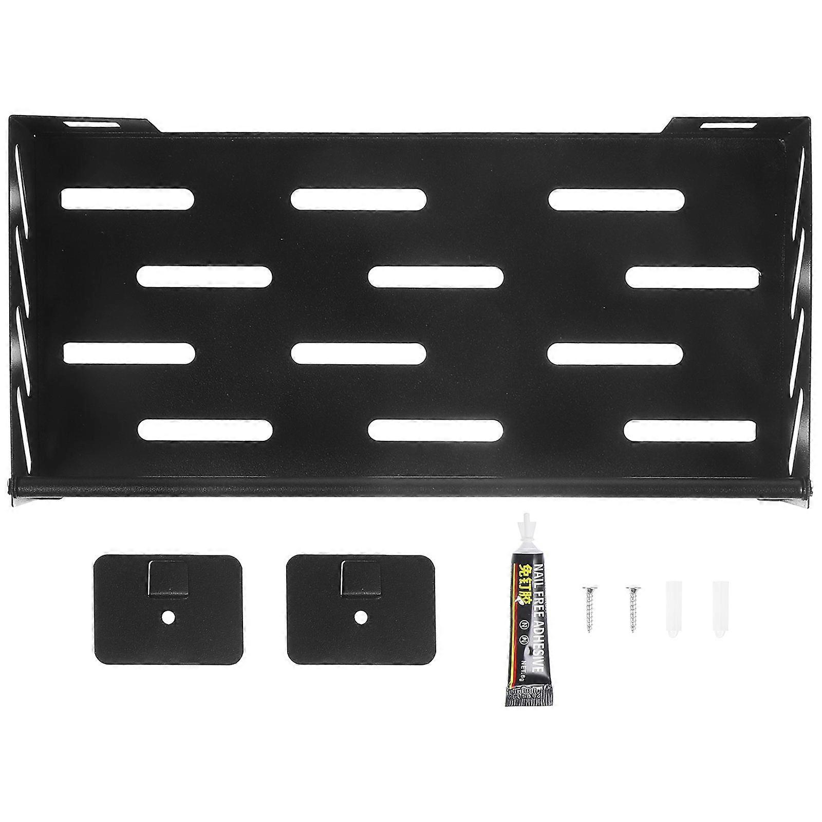 Wall Mount Spice Rack for Storage 5Sets Black Kitchen Floating Organizer Shelf