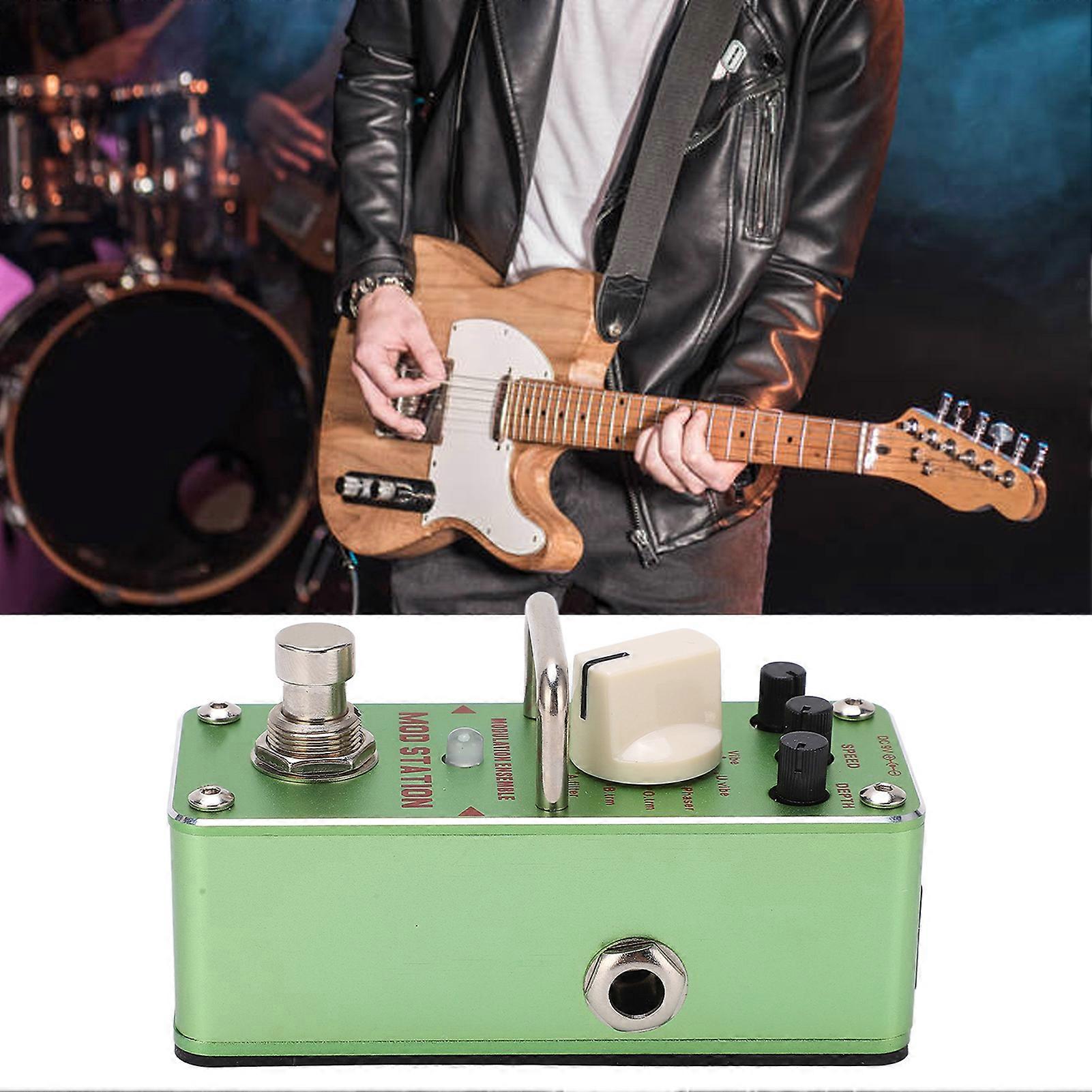 Guitar Effect Pedal MOD STATION 11 Effects Modulation Ensemble with Metal Shell Green