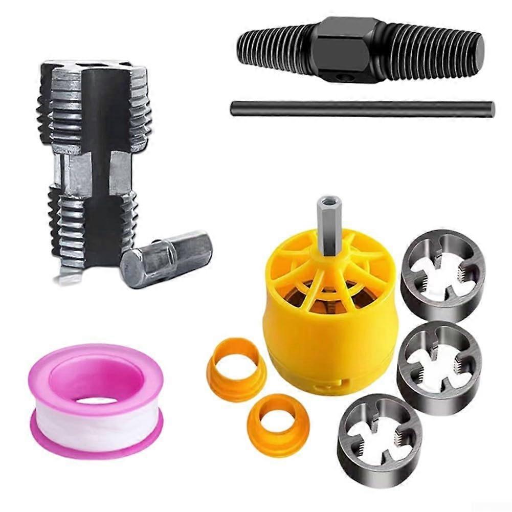 PVC Pipe Threader Set for 1/2 and 3/4 Inch Pipes, Round Die, Heavy Duty
