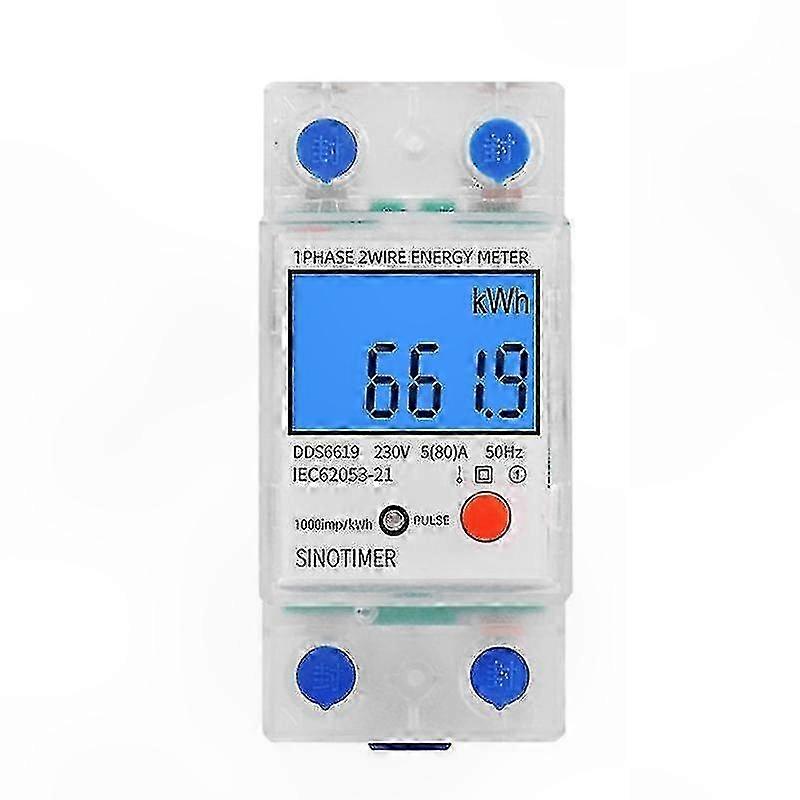 LCD Digital Backlight Energy Meter, Single Phase kWh Power Consumption Monitor, AC 220V 80A