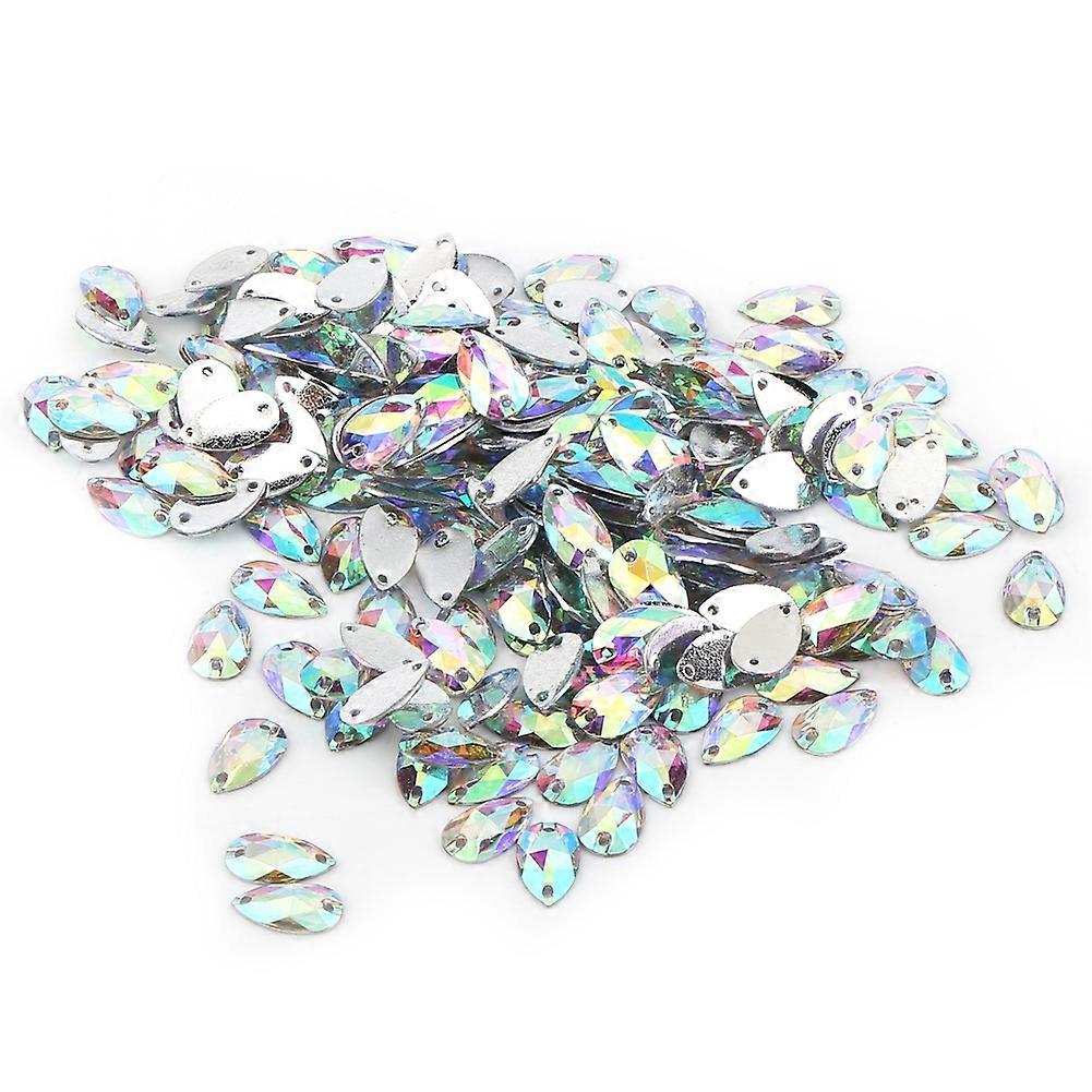 200 Pieces Resin Sew-on Rhinestones Teardrop Shape with Double Hole Decoration (Multicolor)