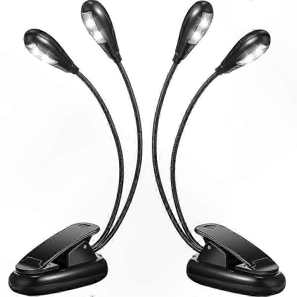 2-Pack Adjustable LED Book Lights with Dual Arms for Reading in Bed