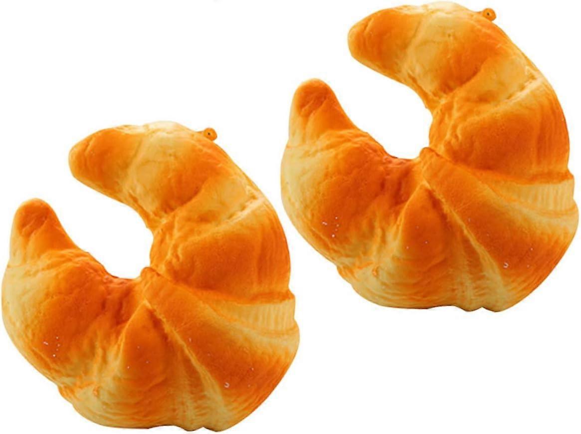 2Pcs Croissant Model Display Fake Bread Prop Realistic Bakery Decor