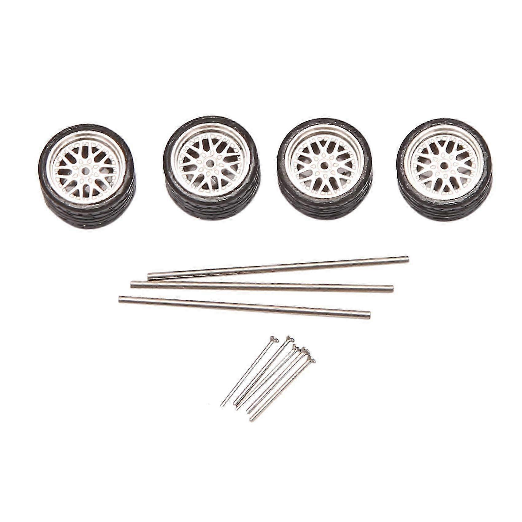 4Pcs 1/64 Scale Alloy Wheels Tire, Model Car General Modified Tire for 1:64 Vehicles