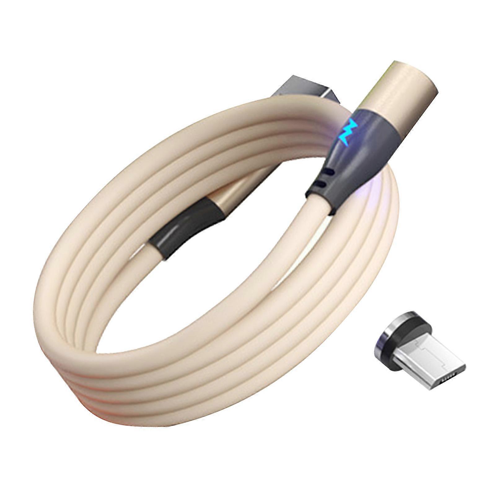 3A Liquid Silicone Magnetic Fast Charging Cable for iPhone & Micro USB - Pink, Durable