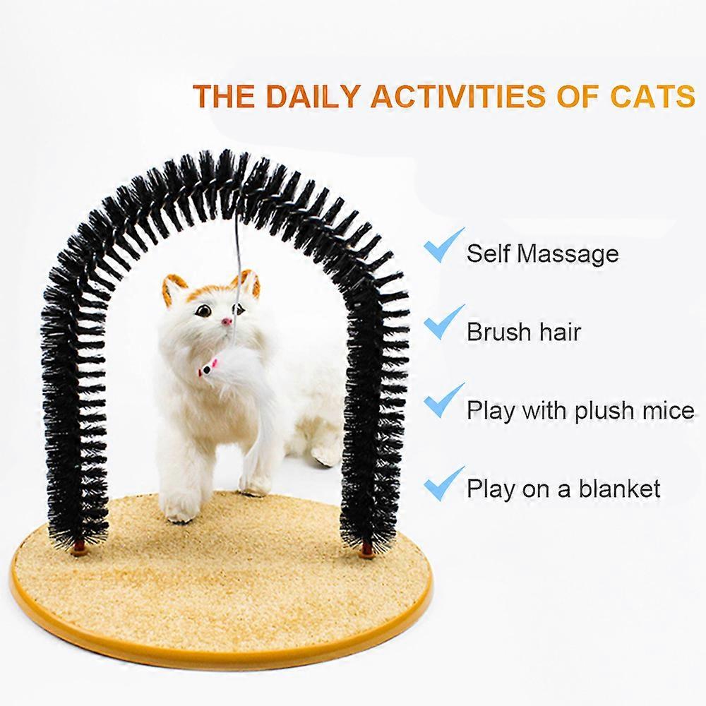 Cat Self Massager 36x28.5x34cm PVC Groomer & Plush Mouse Toy