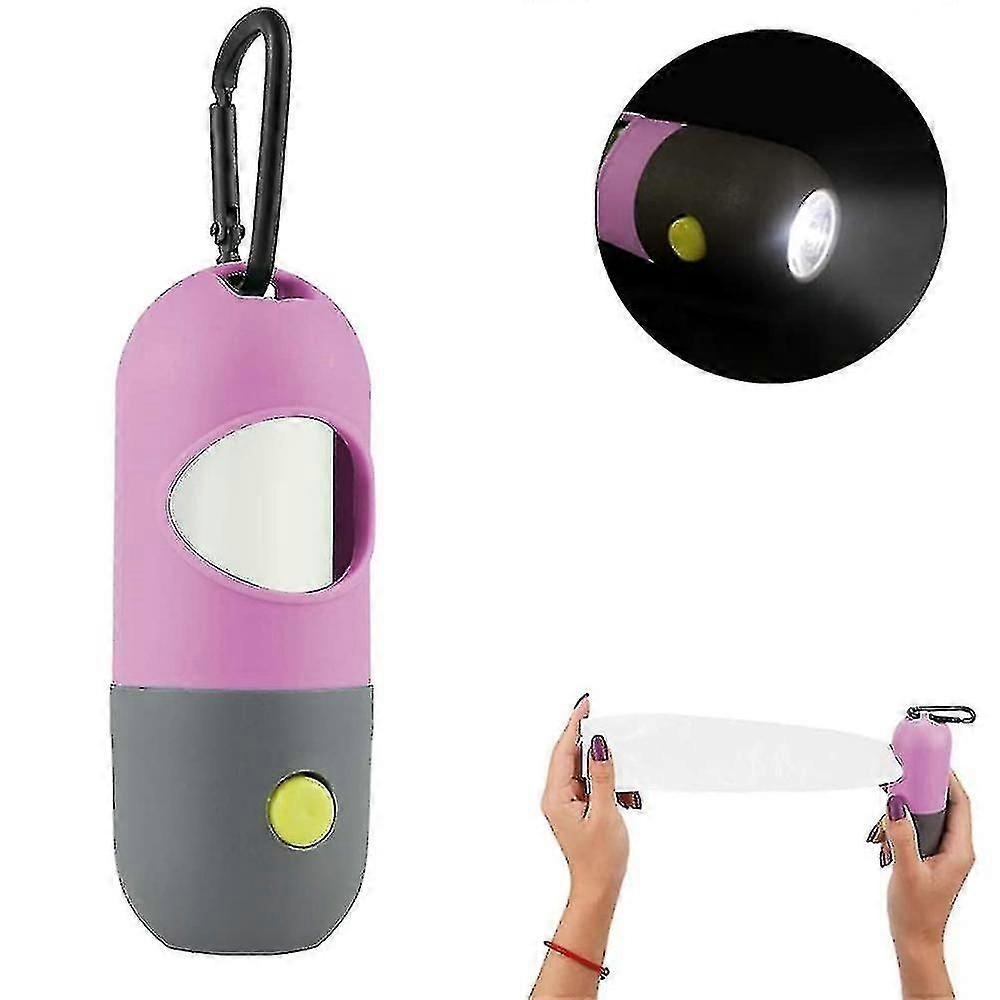 Dog Waste Bag Dispenser with LED Flashlight (Pink)