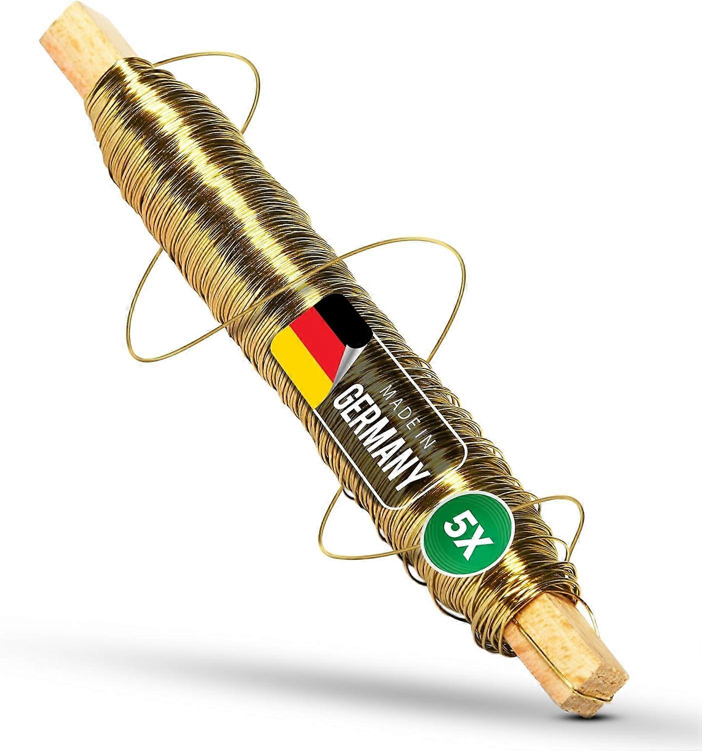 5X Wickeldraht I Gold I 0,50 mm I Draht I Floristendraht Metalldraht Blumendraht Bindedraht Biegedraht Pflanzendraht Dekoband Dekodraht