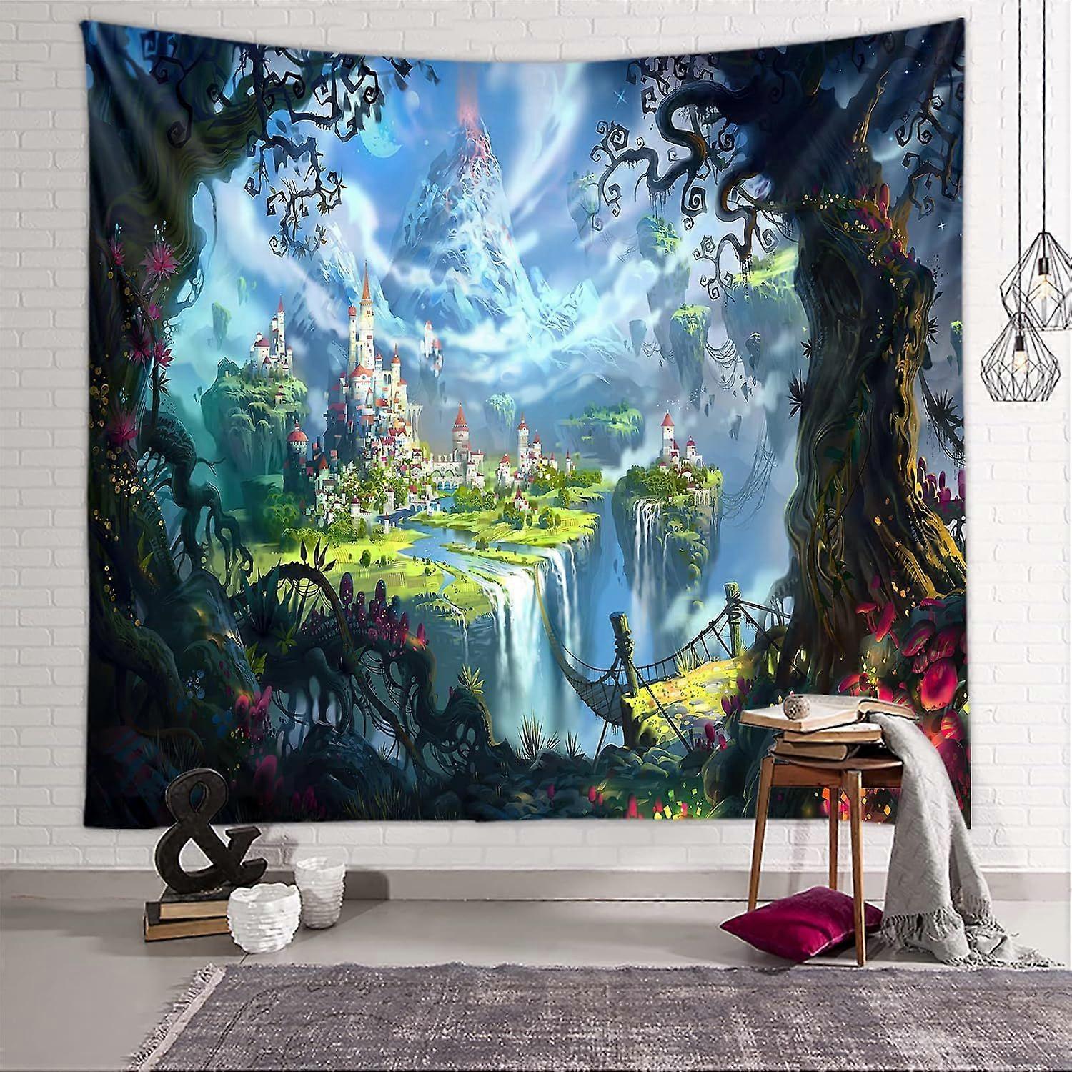 Psychedelic Tapestry. Dream Forest House Tapestry. Wall Hanging.