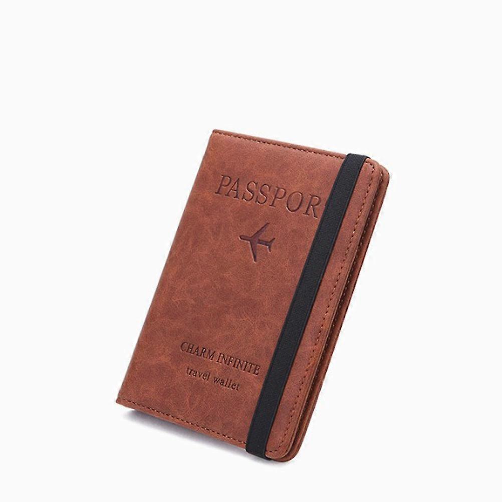 Rfid Passport Wallet Multi-Function Storage Bag for Business Trips Coffee Color 1Pc