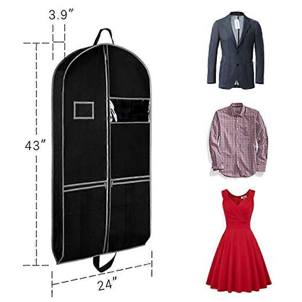 Black Suit Bag for Travel Made of Nonwoven Fabric with Zipper Design Lightweight Portable and 60x137x10cm