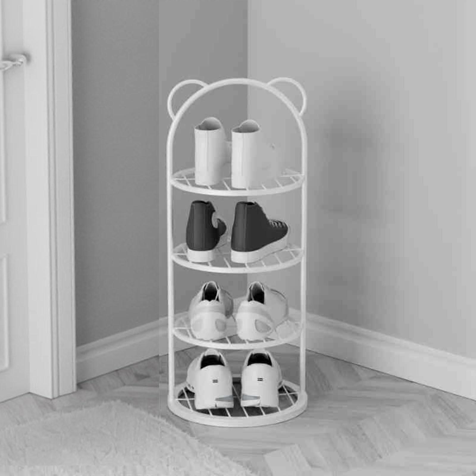Metal Shoe Rack Organizer 65cm White Vertical Storage Cabinet for Bedroom Entryway Durable Design Ideal for Small Spaces
