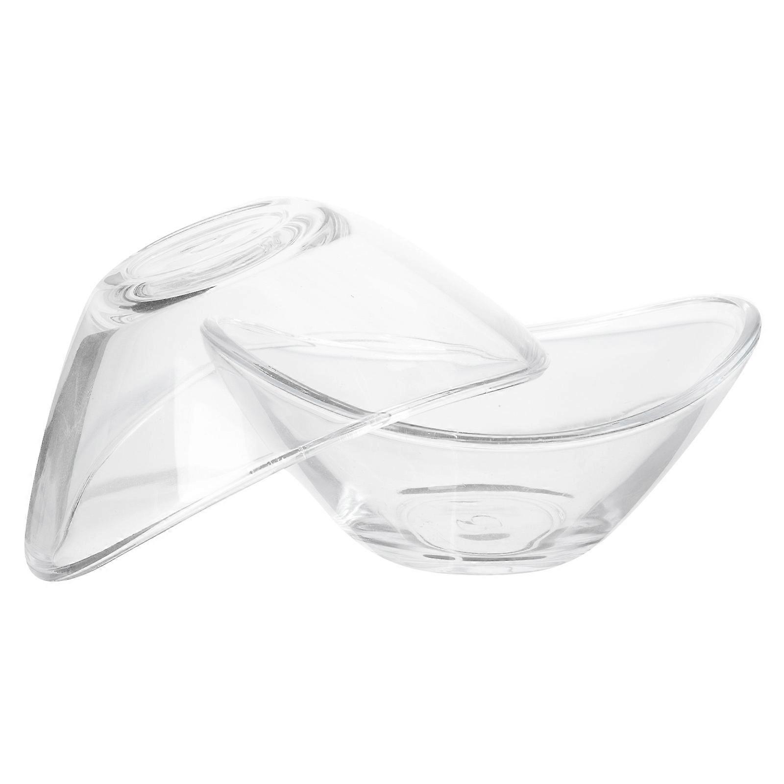 Kitchen Use Glass Sauce Dishes Practical Ingot-Shaped Plates 2Pcs Pack