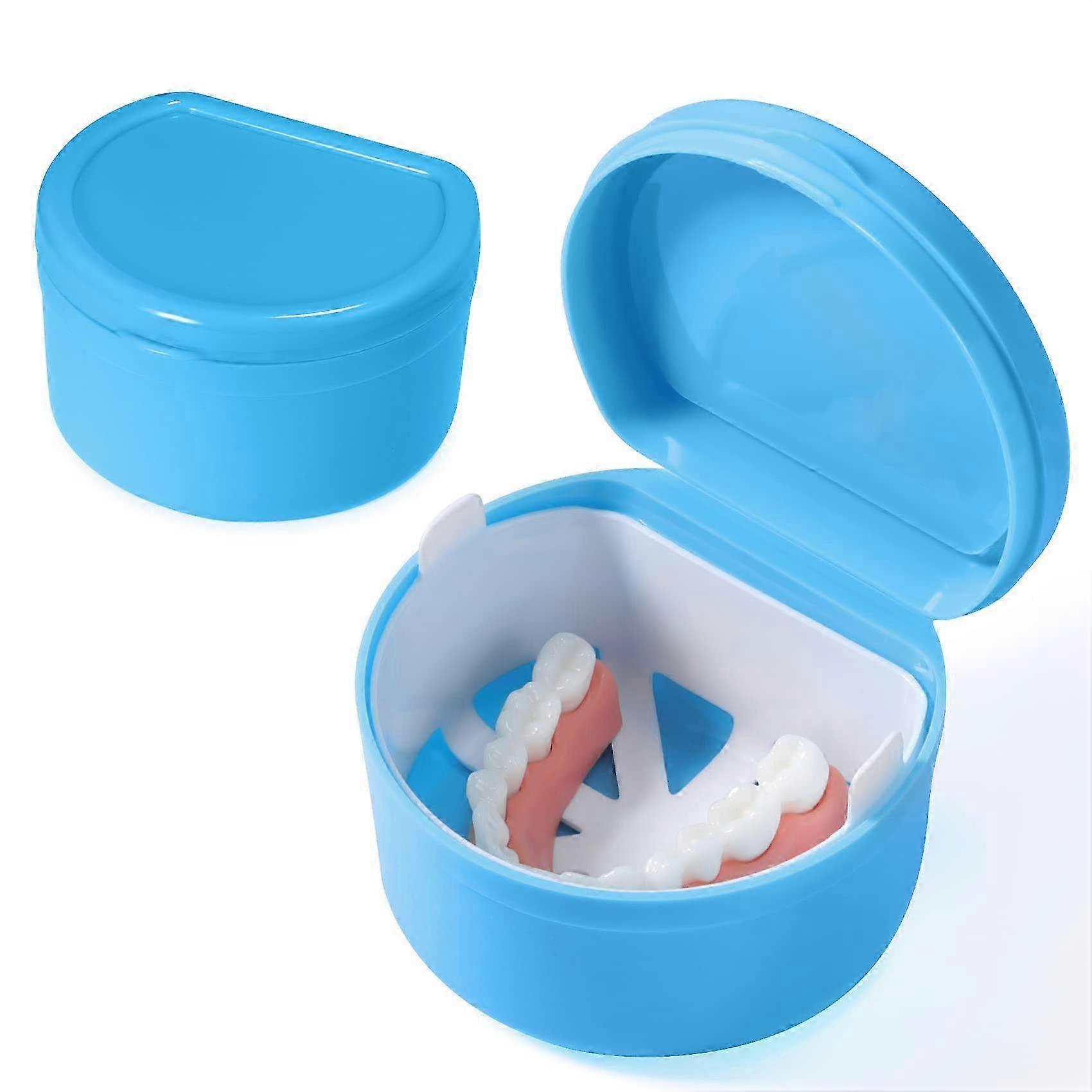 Denture Box with Filter Basket for Denture Cleaning(Blue