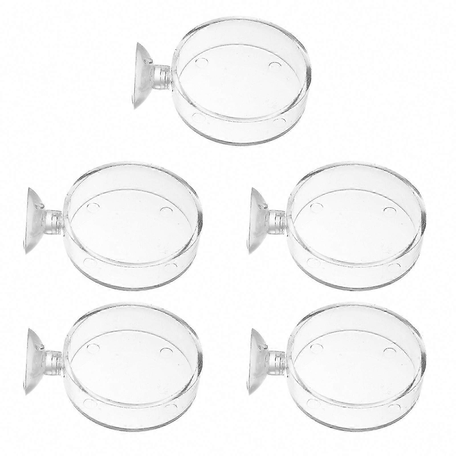 Practical Fish Feeder with Suction Cups for Aquarium Use Transparent Acrylic 5 Pieces