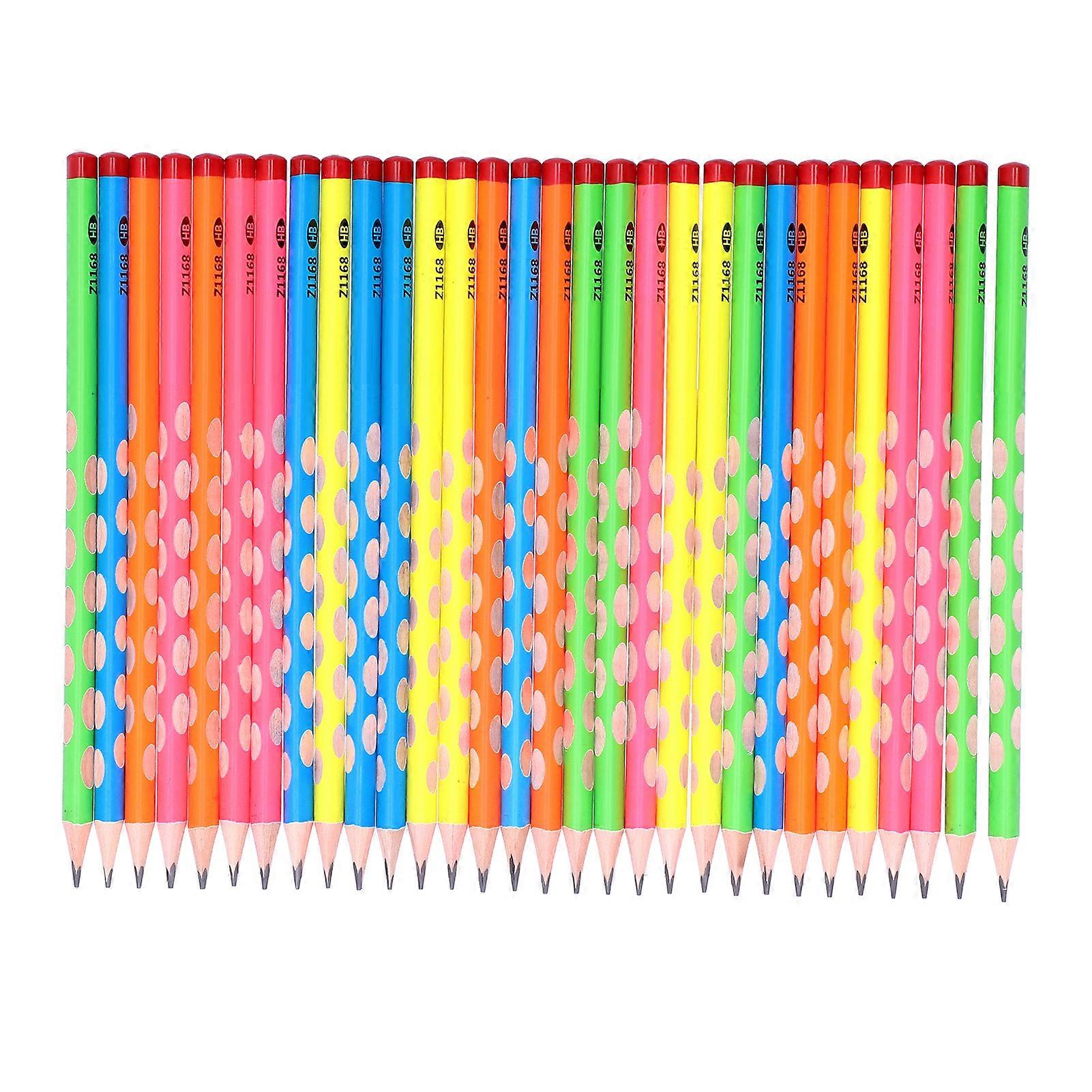 30Pcs Triangular HB Pencils 17.5cm MultiColor Student Art Set