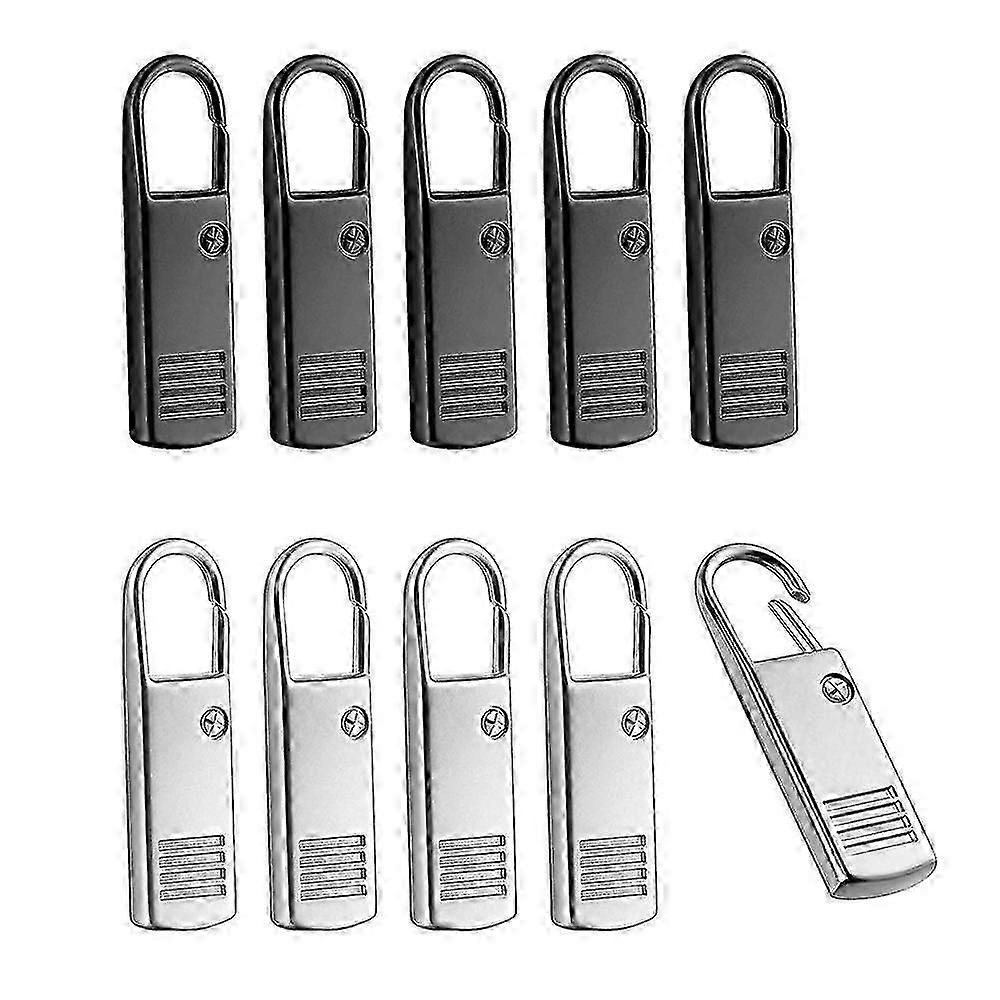 10pcs Zipper Pull-tab Replacement, Metal Zipper Puller Zip Slider Extender Handle Mend Fixer For Su (tangling)