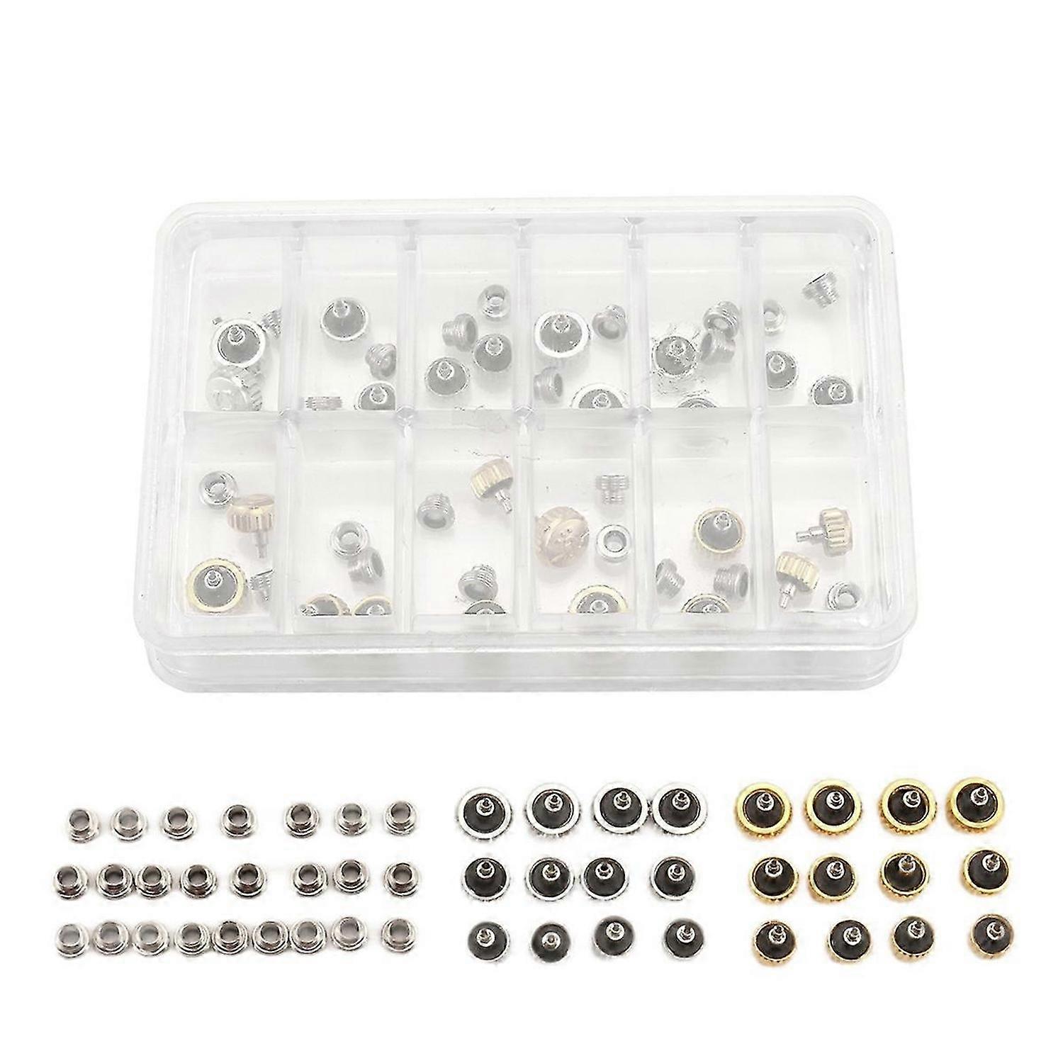 48PCS Watch Crowns Watch Waterproof Assorted Repair Tools with Box