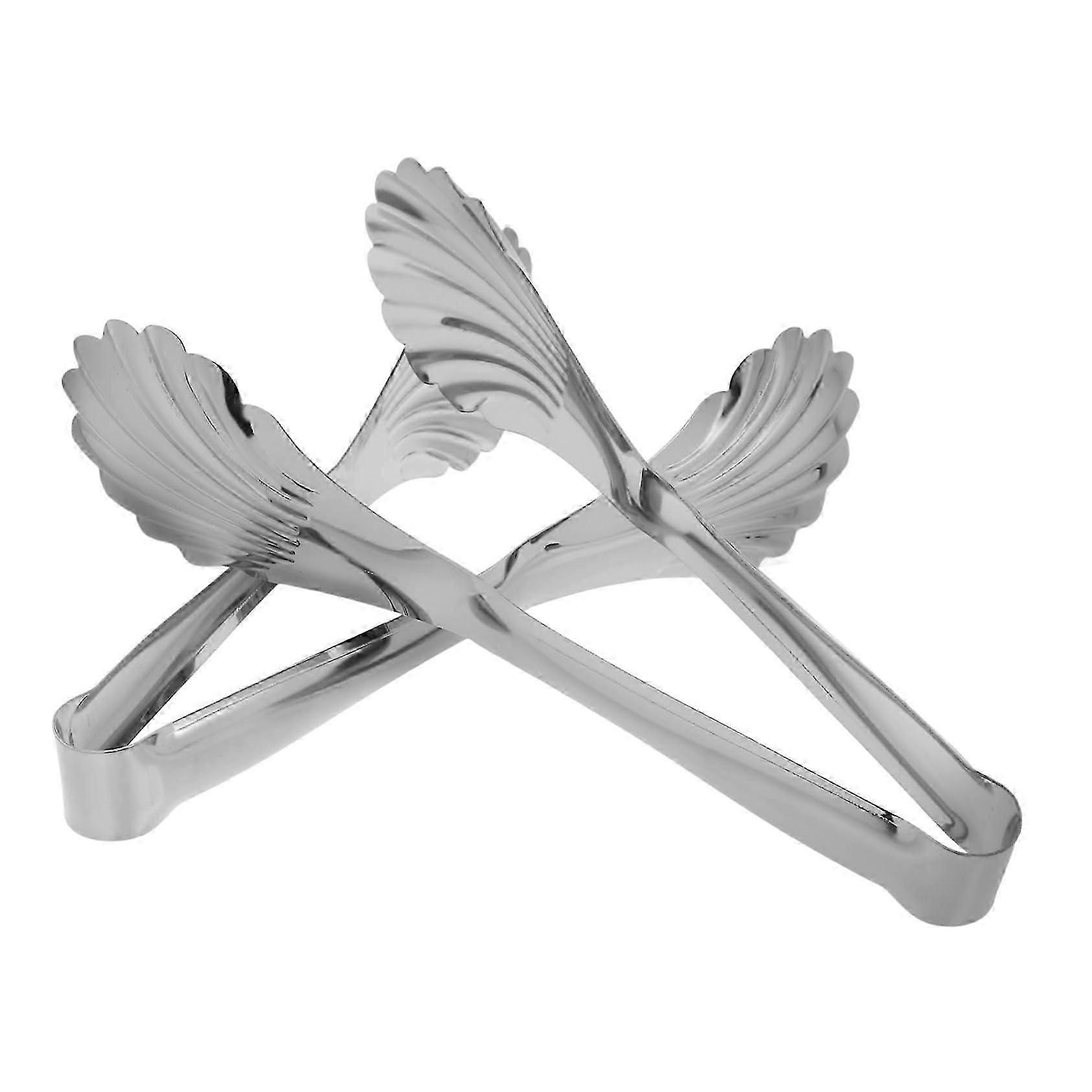 2pcs Stainless Steel Food Tongs, Anti-Scalding Tongs, Lightweight Food Tongs, Serving Tongs, Embossed Bread Tongs (Random Color)