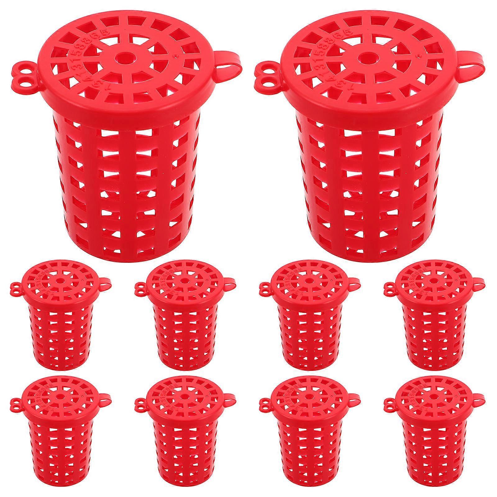 Fishing Bait Basket Durable Trap Holder for Shrimp and Crab 50Pcs Red