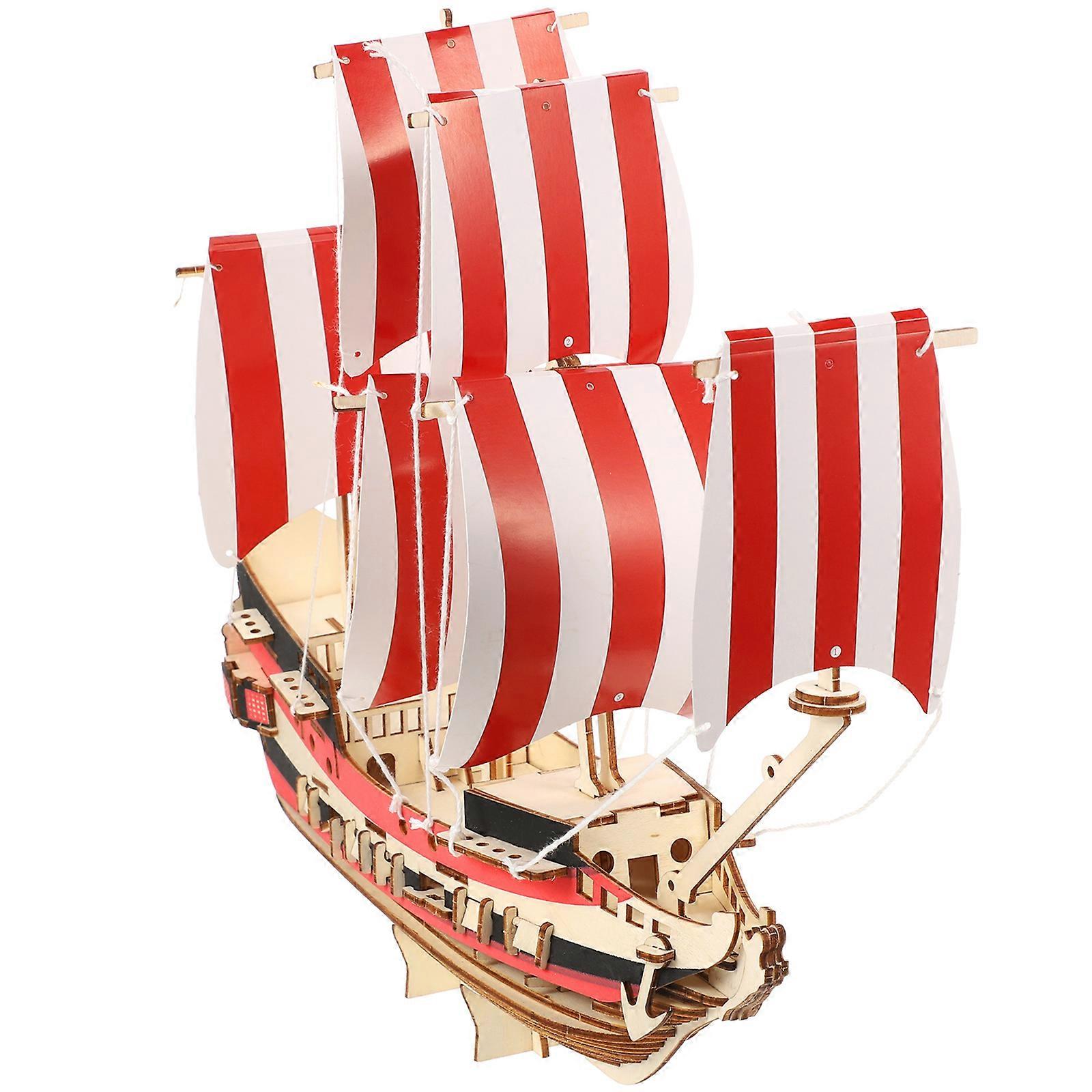 3D Wooden Puzzles Sailboat Model Kit for Kids 1Set Educational Assembly Toy