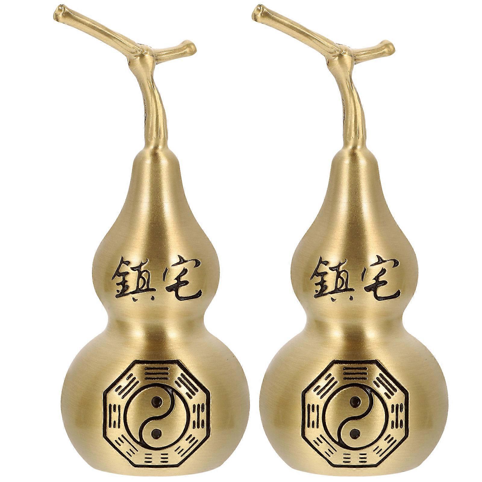 Handcrafted Gourd Decorative Craft Gourds for Home Decor Golden Copper Material with Home Decor Function 2Pcs