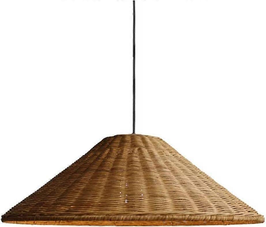 Rattan Woven Pendant Light Large Retro Ceiling Lamp Natural Brown Wicker Hanging Light Straw Hat Style