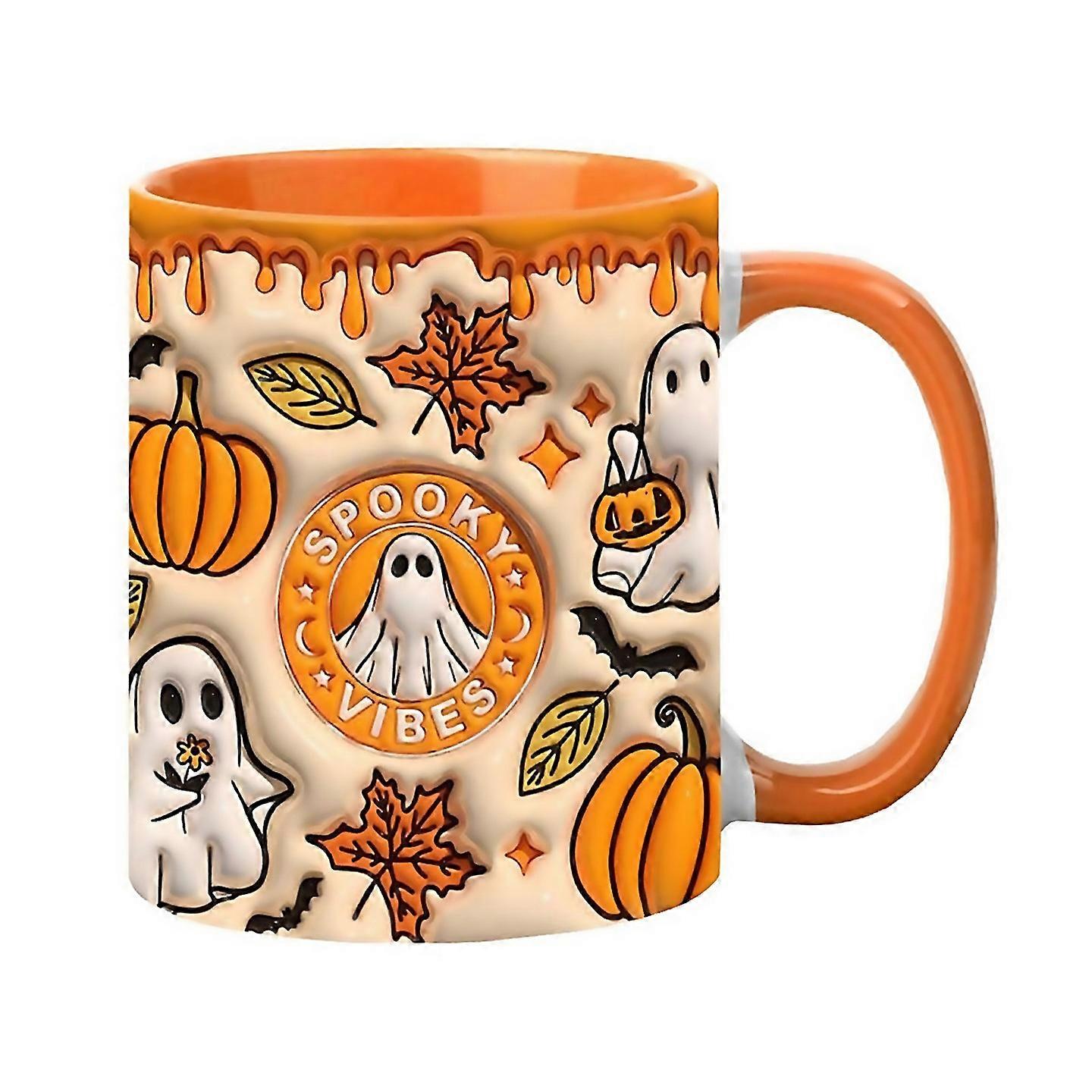 For 3d Halloween Coffee Cup Ceramic Espresso Cup With Handle 350ml