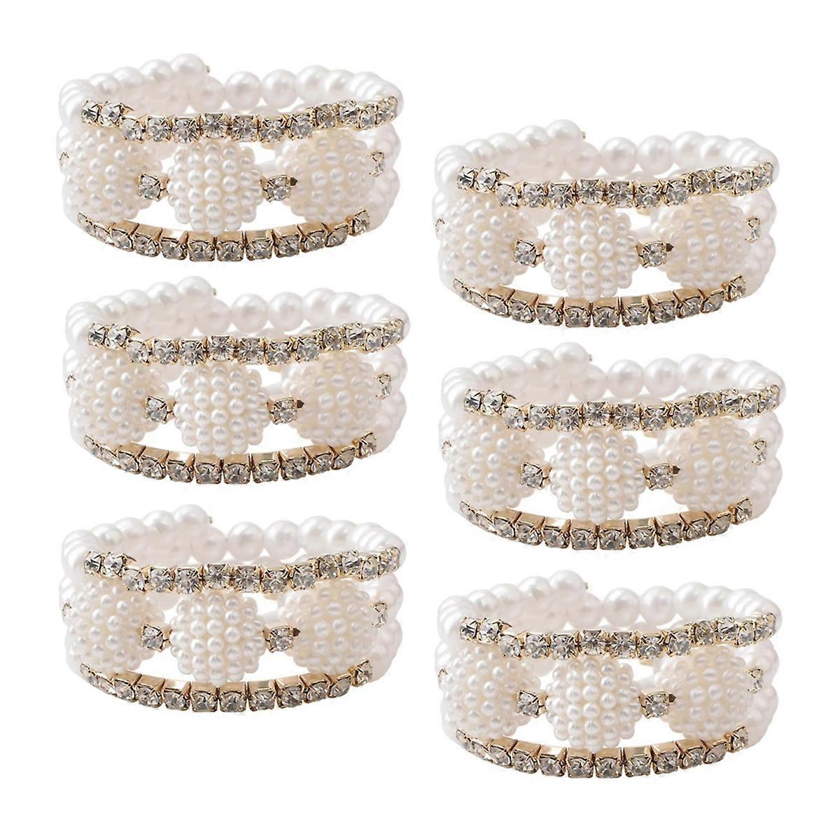 6pcs Pearl Ball Napkin Rings Adjustable for Wedding