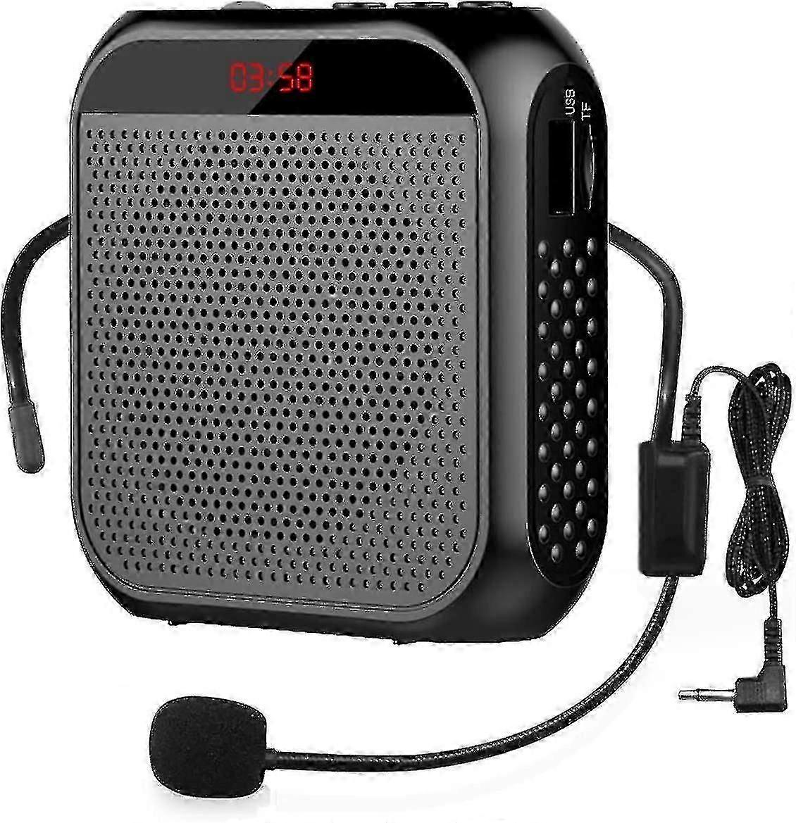 Portable Voice Amplifier With Wired Microphone Headset Rechargeable Speaker Loudspeaker (black) Y