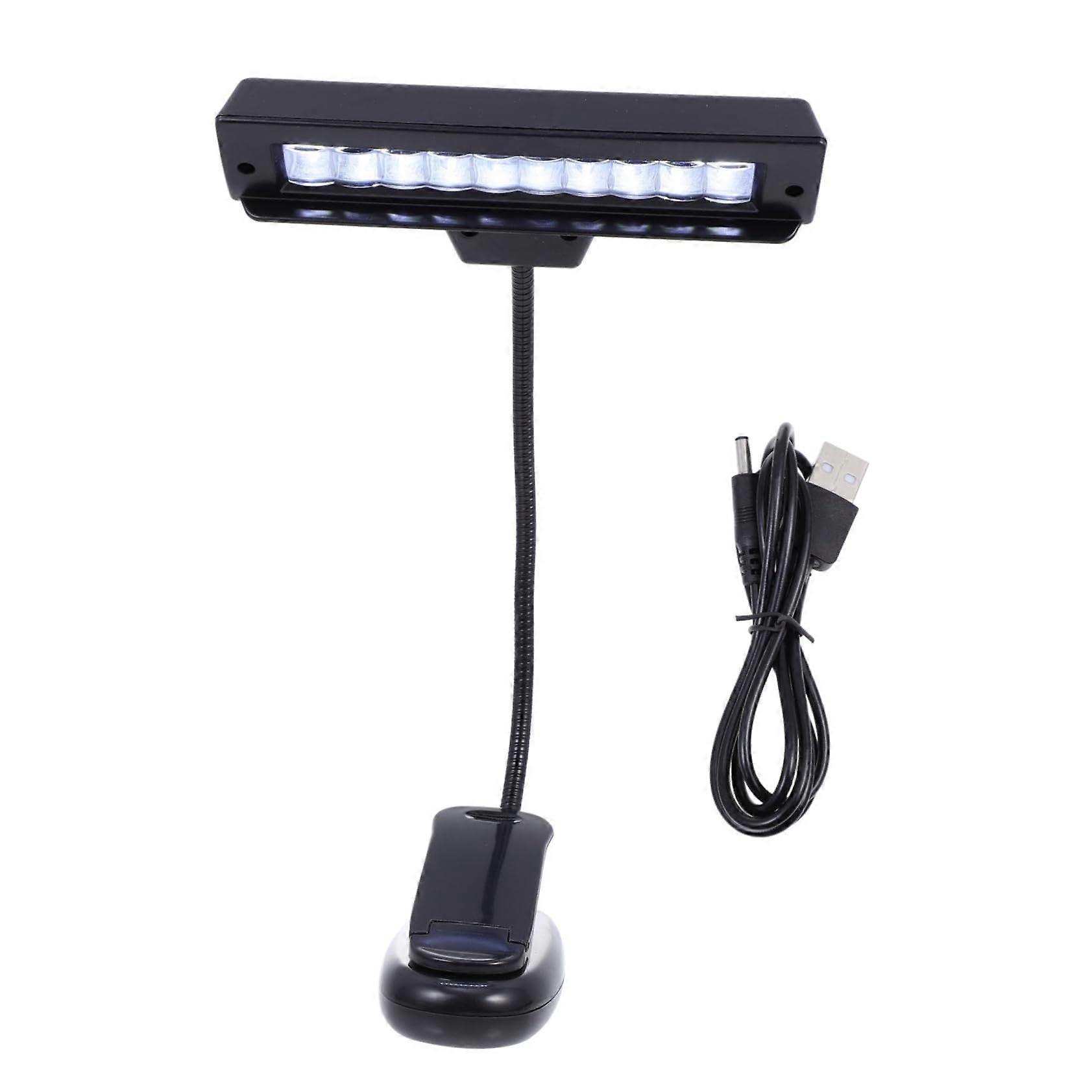 Battery Operated LED Music Score Light With Pole Clip, Piano Reading Lamp, Compact Portable Desk Travel Light