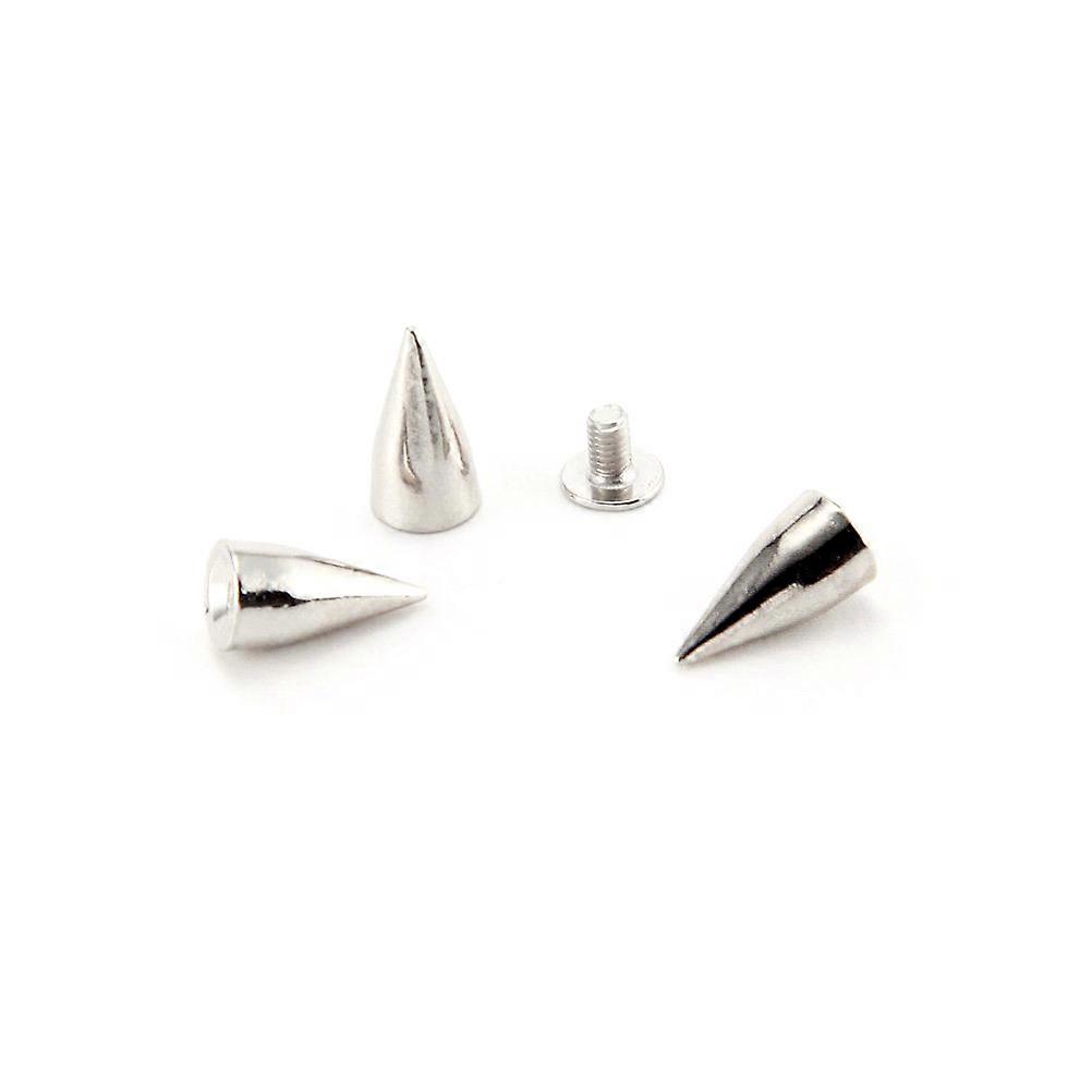 Silver Metal Cone Spikes Screwback Studs for DIY 100Pcs Set