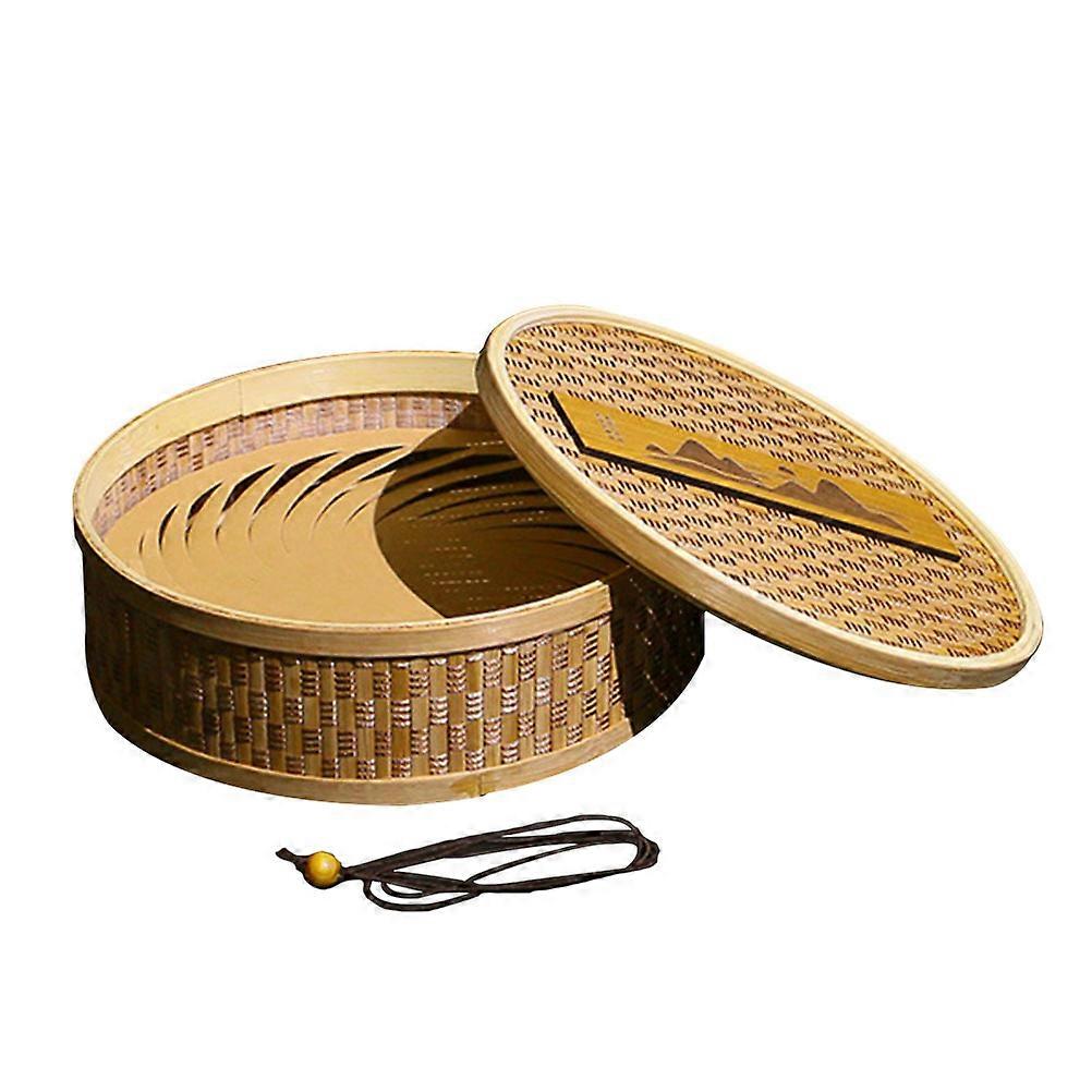 Pu'er Tea Storage Box Bamboo Tea Container for Storing 1Pcs Woven Packaging