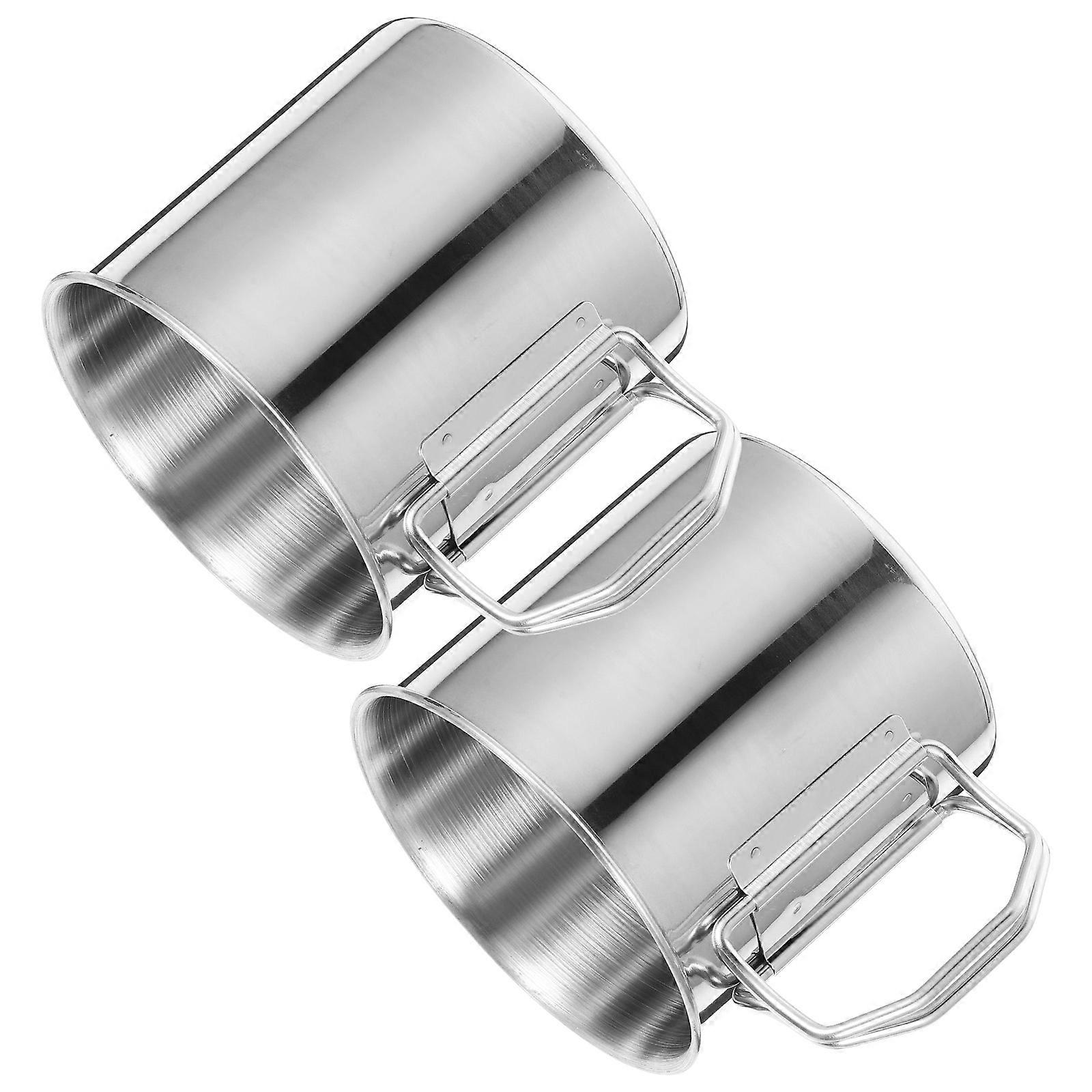 Portable Water Mug Drinking Cup For Picnic Users 10 Pcs Stainless Steel With Space-saving Folding Handle