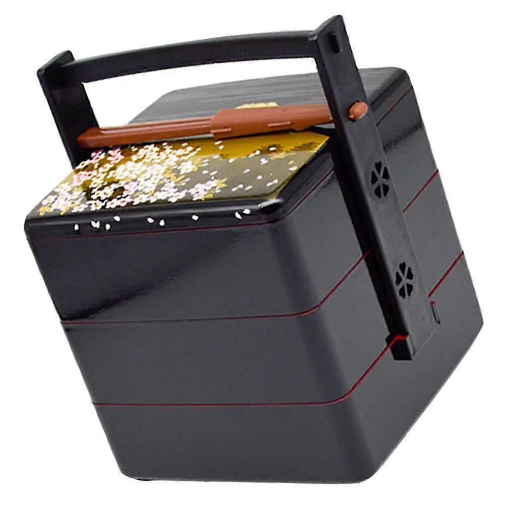 Sushi Container 3 Sets Japanese Design Picnic Box Black Color Three-layer Structure Food Storage