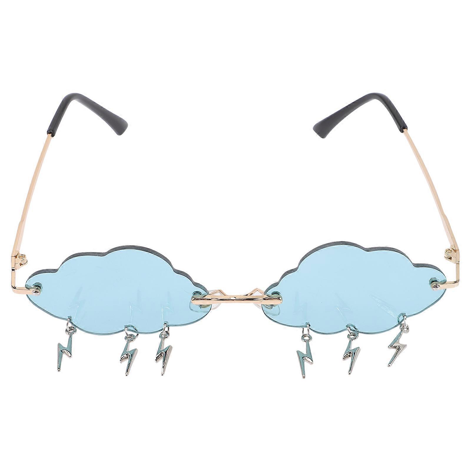 Photo Props Cloud Shaped Sunglasses Decorative Gold Frame Green 1Pack