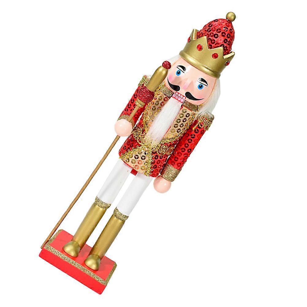 King Soldier Nutcracker Decoration Wooden Nutcracker Figure Christmas Ornaments 31.00X8.50X6.50CM Traditional Christmas Style 1 Set