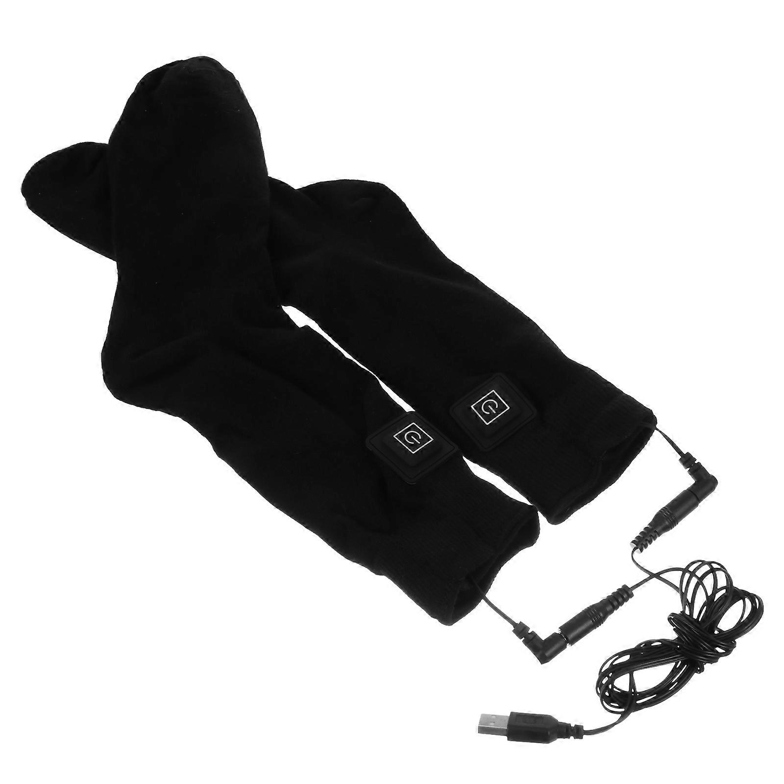 Black Heated Stocking Cotton Heating Sock for Warm 1Pair